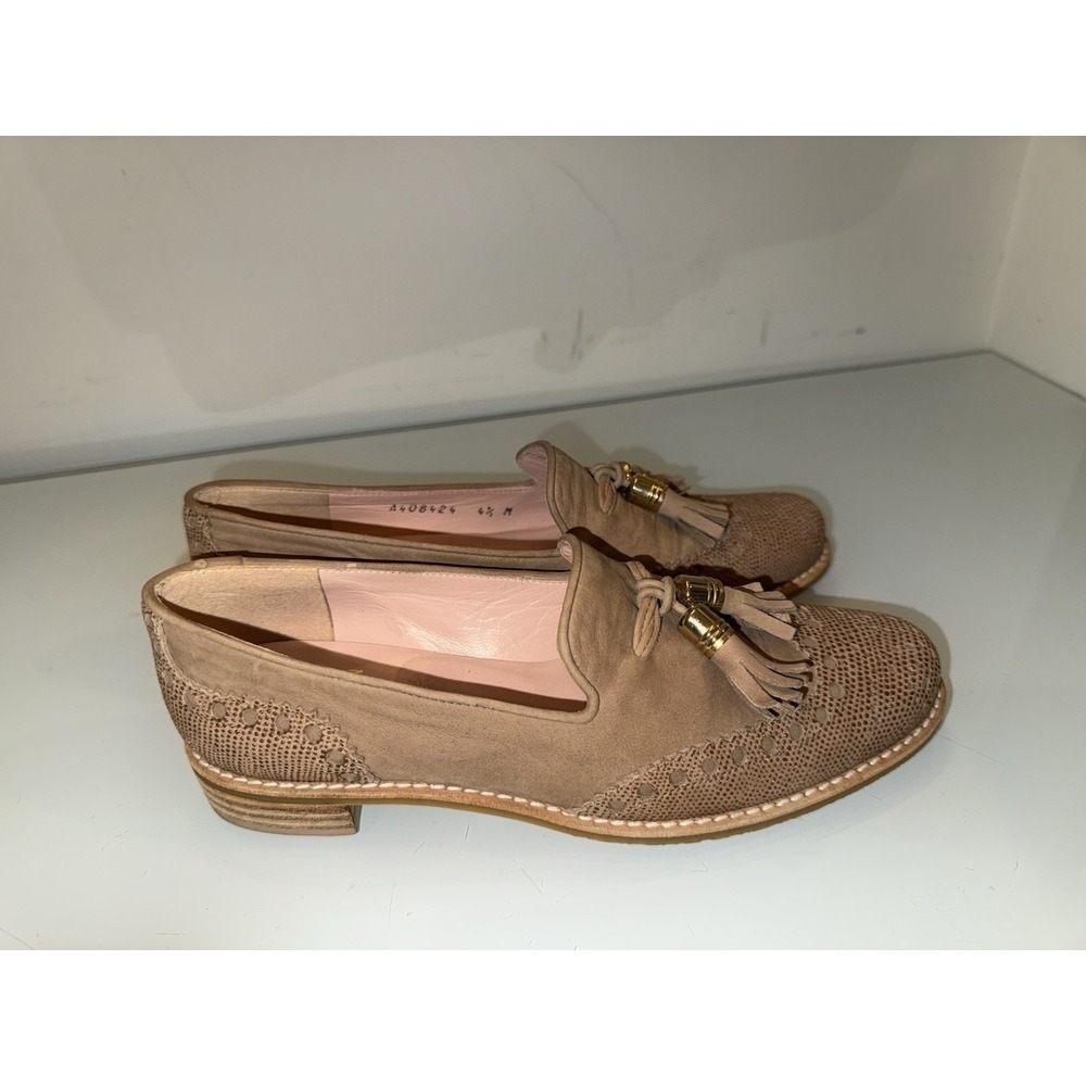 Stuart Weitzman Tan Leather Tassel Loafers Flats Oxfords Shoes Women's Size 4.5M - Picture 3 of 10